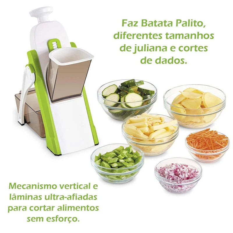 Cortador Fatiador Manual 5 Funções Batata, Vegetais, Verduras, Legumes e Frutas Alta Qualidade Multifuncional