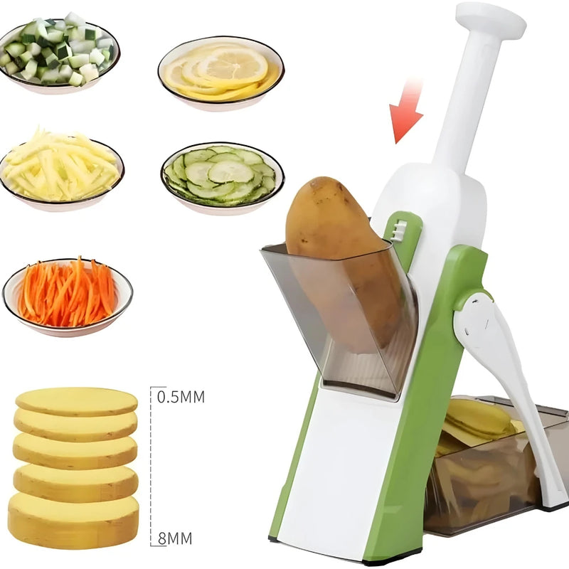 Cortador Fatiador Manual 5 Funções Batata, Vegetais, Verduras, Legumes e Frutas Alta Qualidade Multifuncional