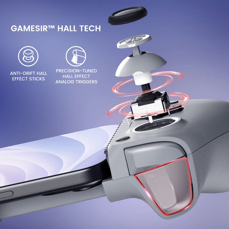 GAMESIR -gamepad g8 galileo para o telefone móvel, controlador de jogo com efeito hall, joystick para iphone 15 e  android