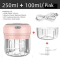 Mini triturador de alho elétrico sem fio, Chopper portátil, Carregamento USB, Gengibre, Pimentão, Máquina de Masher Vegetal, Cozinha,  250ml