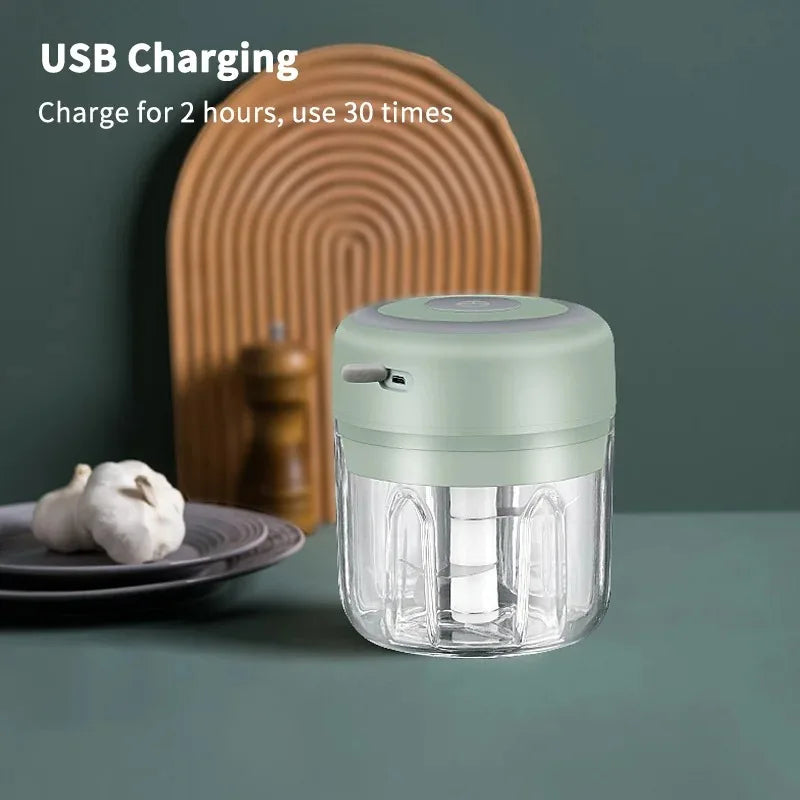 Mini triturador de alho elétrico sem fio, Chopper portátil, Carregamento USB, Gengibre, Pimentão, Máquina de Masher Vegetal, Cozinha,  250ml