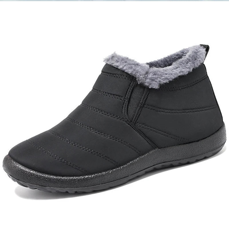 Botas de pele impermeáveis para homens, sapatos de neve, botas casuais, deslizamento, inverno