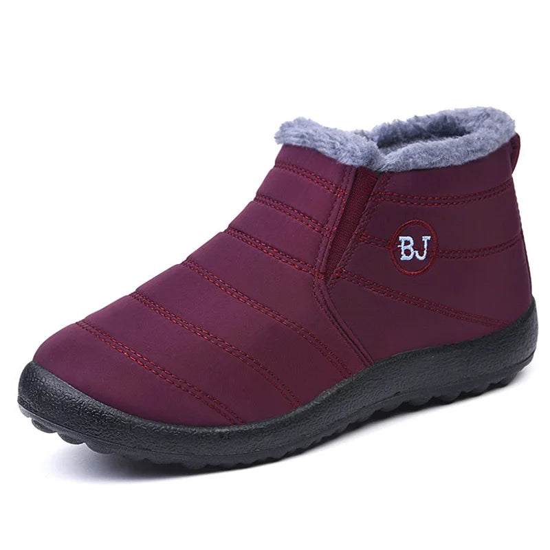 Botas de pele impermeáveis para homens, sapatos de neve, botas casuais, deslizamento, inverno