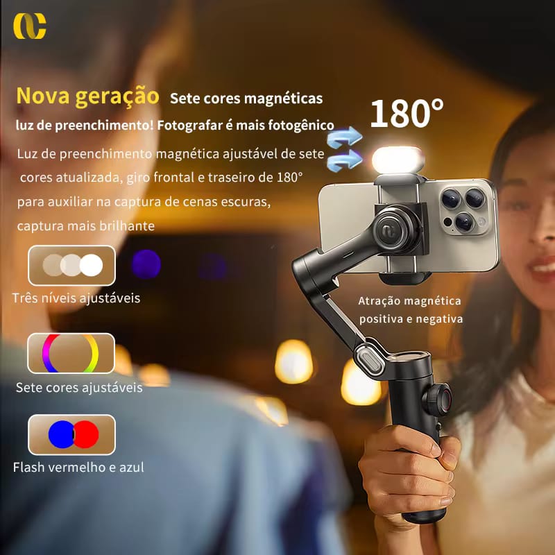 Estabilizador gimbal portátil de 3 eixos para smartphone